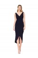 Knee Length V-Neck Crepe Wrap Short Bridesmaid Dress