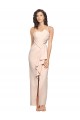 Long Full Length Ruffles Strapless Low Back Crepe Bridesmaid Dress with Straps