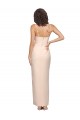 Long Full Length Ruffles Strapless Low Back Crepe Bridesmaid Dress with Straps