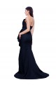 Long Strapless Sweep Train Low Back Crepe Bridesmaid Dress