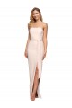 Full Length Low Back Strapless Crepe Bridesmaid Dress with Thigh High Side Split
