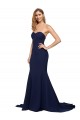 Fit and Flare Sweetheart Long Crepe Bridesmaid Dress with Sweep Train