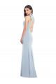 Halter Bow Neck Open Back Soft Full Length Trumpet Bridesmaid Dress