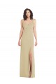 Wide Strap Slash Cutout Empire Bridesmaid Dress with Front Slit