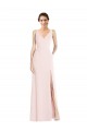 Square Neck Low Back A-Line Bridesmaid Dress with Front Slit and Pockets