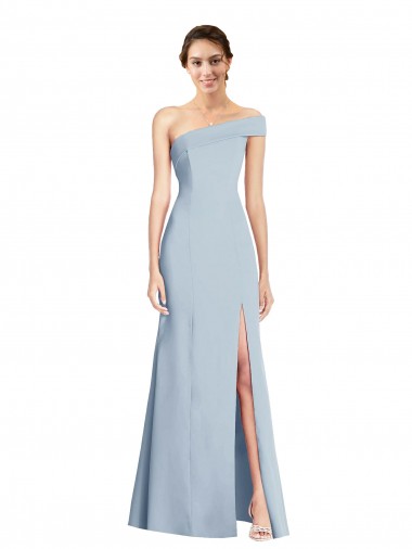 Cheap Asymmetrical Off the Shoulder Cuff Trumpet Bridesmaid Dress With Front Slit UK