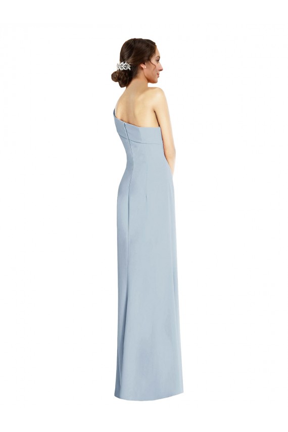 Asymmetrical Off the Shoulder Cuff Trumpet Bridesmaid Dress With Front Slit