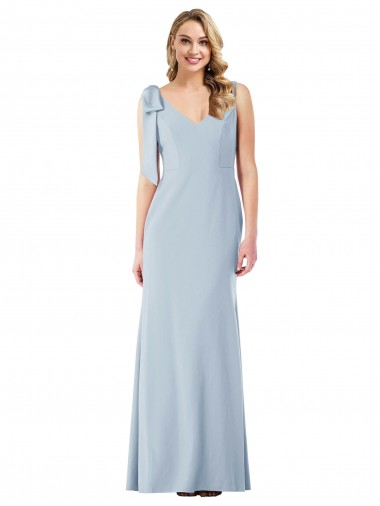 Cheap V-Back Bow Shoulder Trumpet Bridesmaid Dress UK