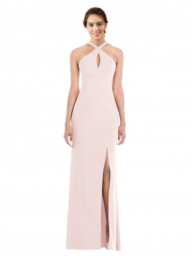 Cheap Criss Cross Halter Princess Line Trumpet Bridesmaid Dress UK