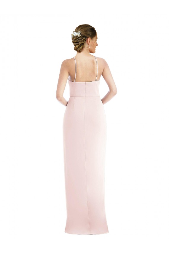 Halter Draped Tulip Skirt Maxi Bridesmaid Dress