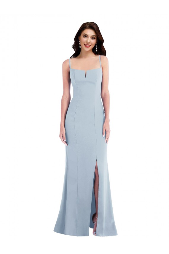 Flattering Crepe Trumpet Maxi Bridesmaid Dress with Front Slit