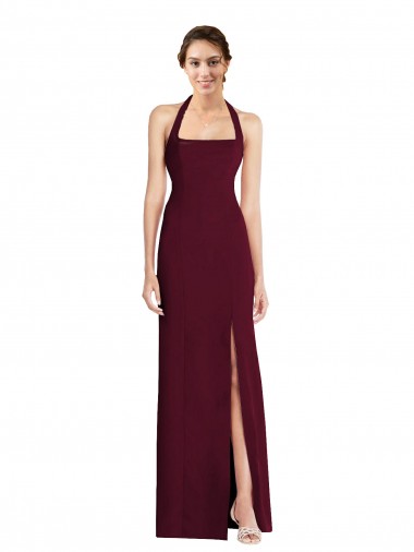 Cheap Tie Halter Open Back Trumpet Bridesmaid Dress UK