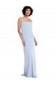Slim Square Neck Fit and Flare Full Length Stretch Crepe Bridesmaid Dress