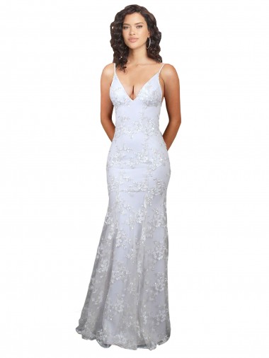 Cheap V-Neckline Backless Floral Patterned Sequin Bridesmaid Dress UK