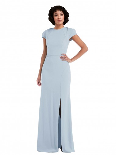 Cheap Cap Sleeve Cutout Tie Back Trumpet Bridesmaid Dress UK