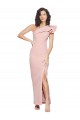 Full Length One Shoulder Crepe Bridesmaid Dress with Side Leg Split