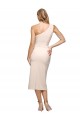 Midi Length One Shoulder Crepe Bridesmaid Dress with Thigh High Side Split