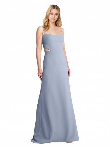 Cheap Feminine Scoop Neckline Long Crepe Slip Bridesmaid Dress  UK
