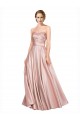 Long Plated Strapless Sweetheat Stretch Satin Bridesmaid Dress