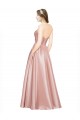 Long Plated Strapless Sweetheat Stretch Satin Bridesmaid Dress