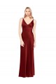 Full Length Long Stretch Satin Slip Bridesmaid Dress V-Back
