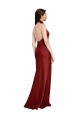 Backless Halter Long Stretch Satin Bridesmaid Dress