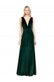 Daring Deep V-Neck Long Full Length Velvet Bridesmaid Dress