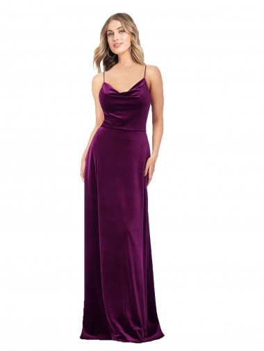 Cheap Draped Neckline Spaghetti Straps Velvet Bridesmaid Dress UK