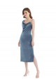Midi Length Asymmetrical One Shoulder Velvet Slip Bridesmaid Dress