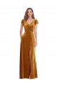 Cap Sleeve Faux Wrap Velvet Maxi Bridesmaid Dress with Pockets