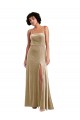 Square Neck Velvet Maxi Bridesmaid Dress with Front Slit
