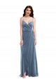 Velvet Wrap Maxi Bridesmaid Dress with Pockets