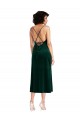 Midi Length Cowl Neck Velvet Short Slip Bridesmaid Dress