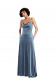 Sleek Cowl Neck Velvet Maxi Bridesmaid Dress with Pockets