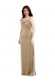 Asymmetrical One Shoulder Velvet Maxi Slip Bridesmaid Dress