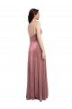 Low Scoop Back Long V-Neck Velvet Slip Bridesmaid Dress