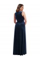 Deep V-Neck Sleeveless Velvet Maxi Bridesmaid Dress with Pockets