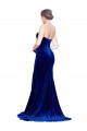 Strapless Ruched Velvet Bridesmaid Dress with Sweep Train and Front Slit