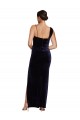 Long Velvet Bridesmaid Dress with Side Thigh Split and Shoulder Tie