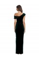 Long Asymmetric Neckline Ruched Velvet Bridesmaid Dress