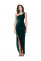 One Shoulder Velvet Front Wrap Bridesmaid Dress 