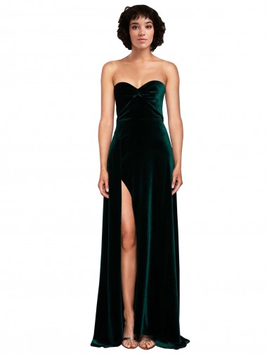 Cheap Sweetheart Fluid Velvet Bridesmaid Dress with High Split UK